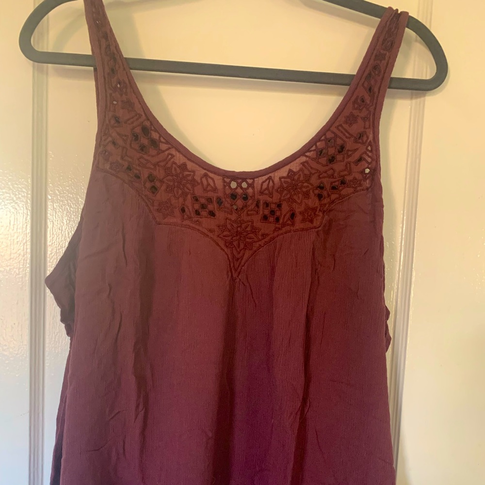 Flouncy embroidered tank